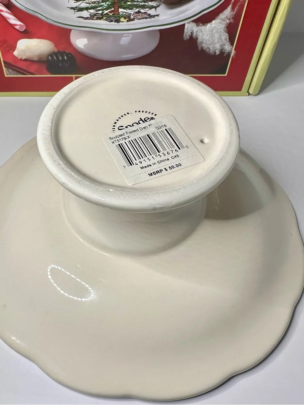 Spode Christmas Tree Sculpted Footed Candy Dish 7